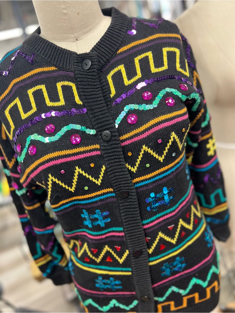 80’s Colorful Vintage Sweater L